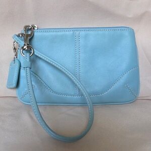 vintage Coach Y2K Soho blue leather wristlet